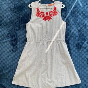 Embroidered Seersucker Dress